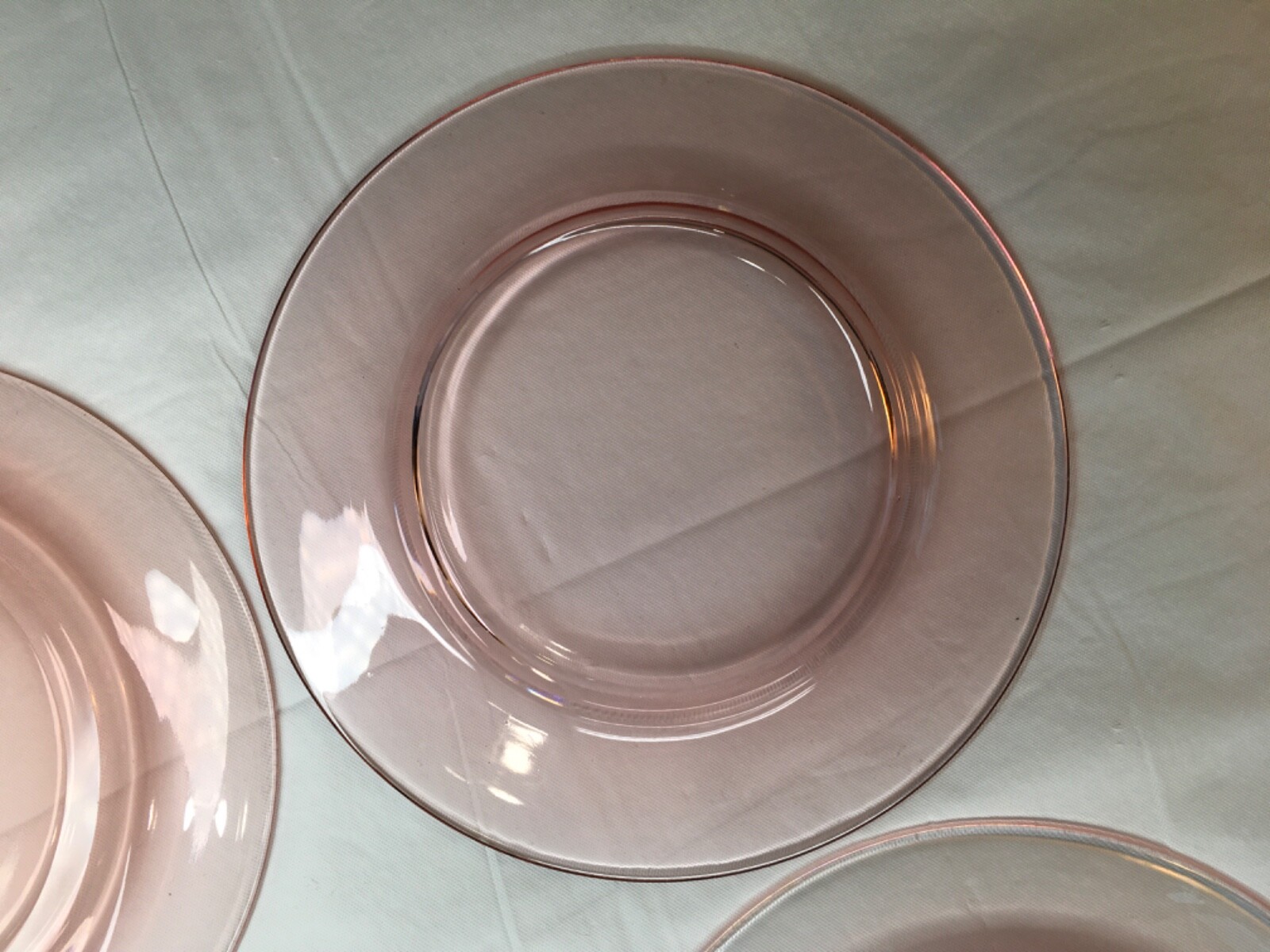 Pink Depression Glass Plates 7-3/4″ Blown Glass Salad Plates Pink Shade Varies 4