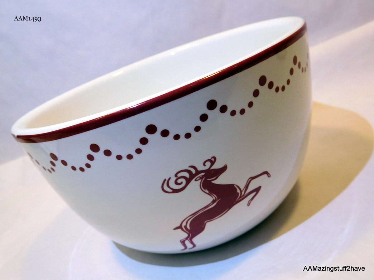 Holiday Home International Products Bowl Decor Reindeer Red & White 3”x5”