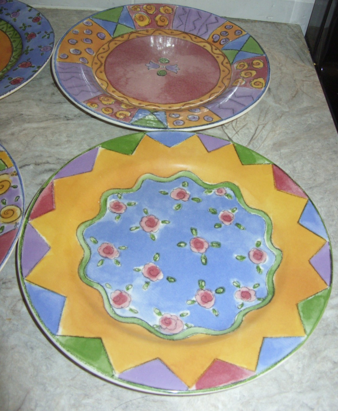 Sango Sweet Shoppe Sue Zipkin Set Of 4 Asst. Designs Salad Dessert Plates 7 7/8″