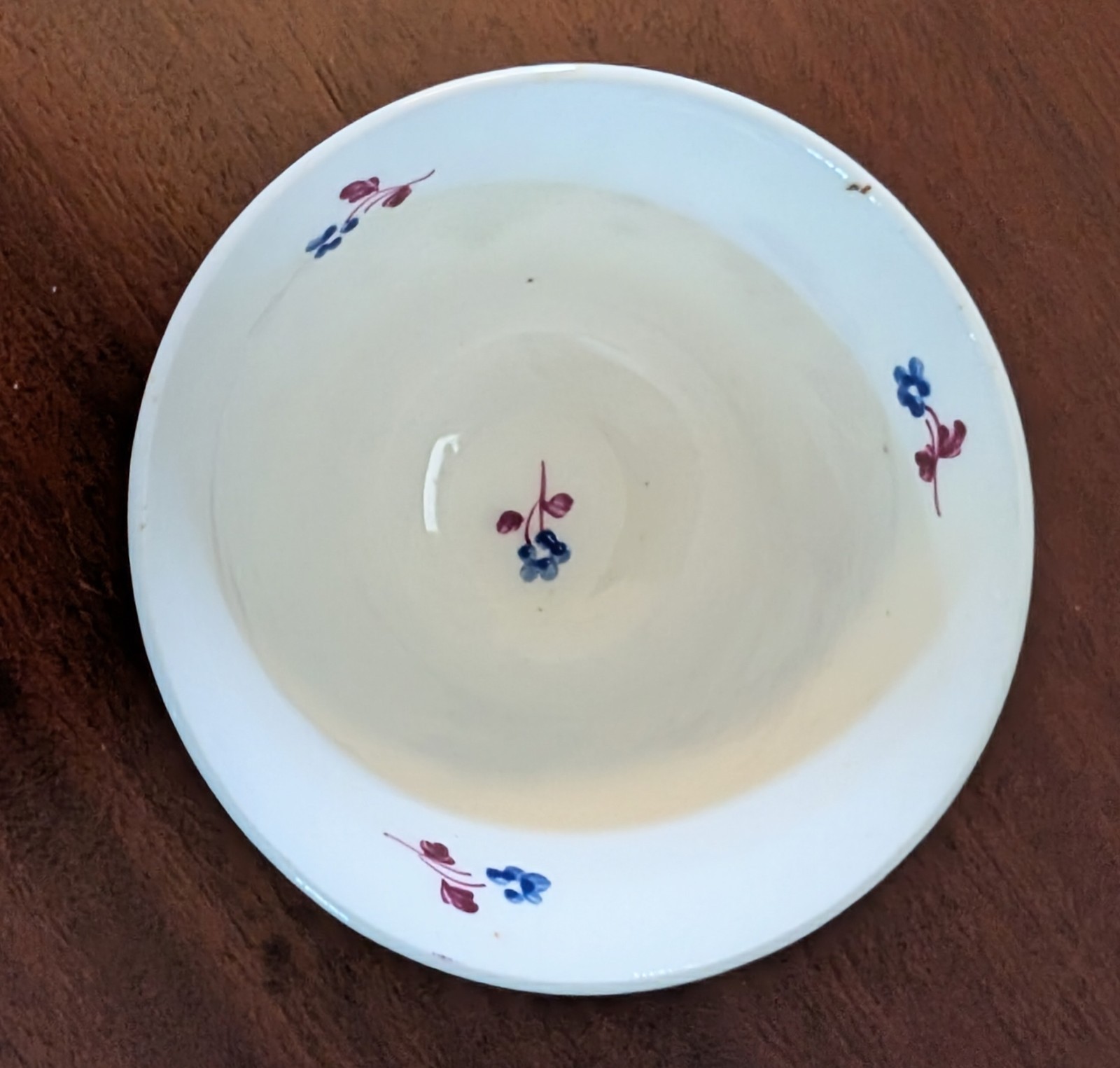 Antique 1830s Handpainted Porcelain Handless Cup & Saucer ~ Grape & Vine