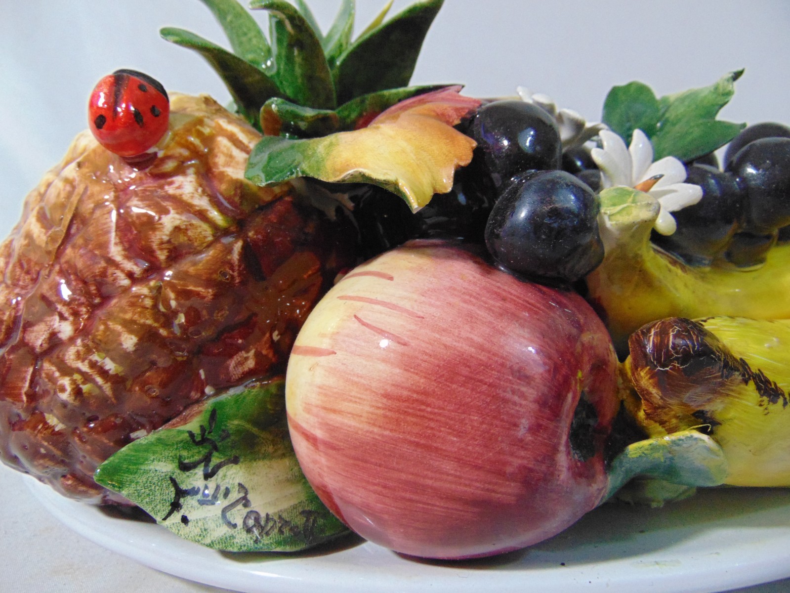 Capodimonte Majolica Fruit Flower Centerpiece Bowl Francolino Capretti