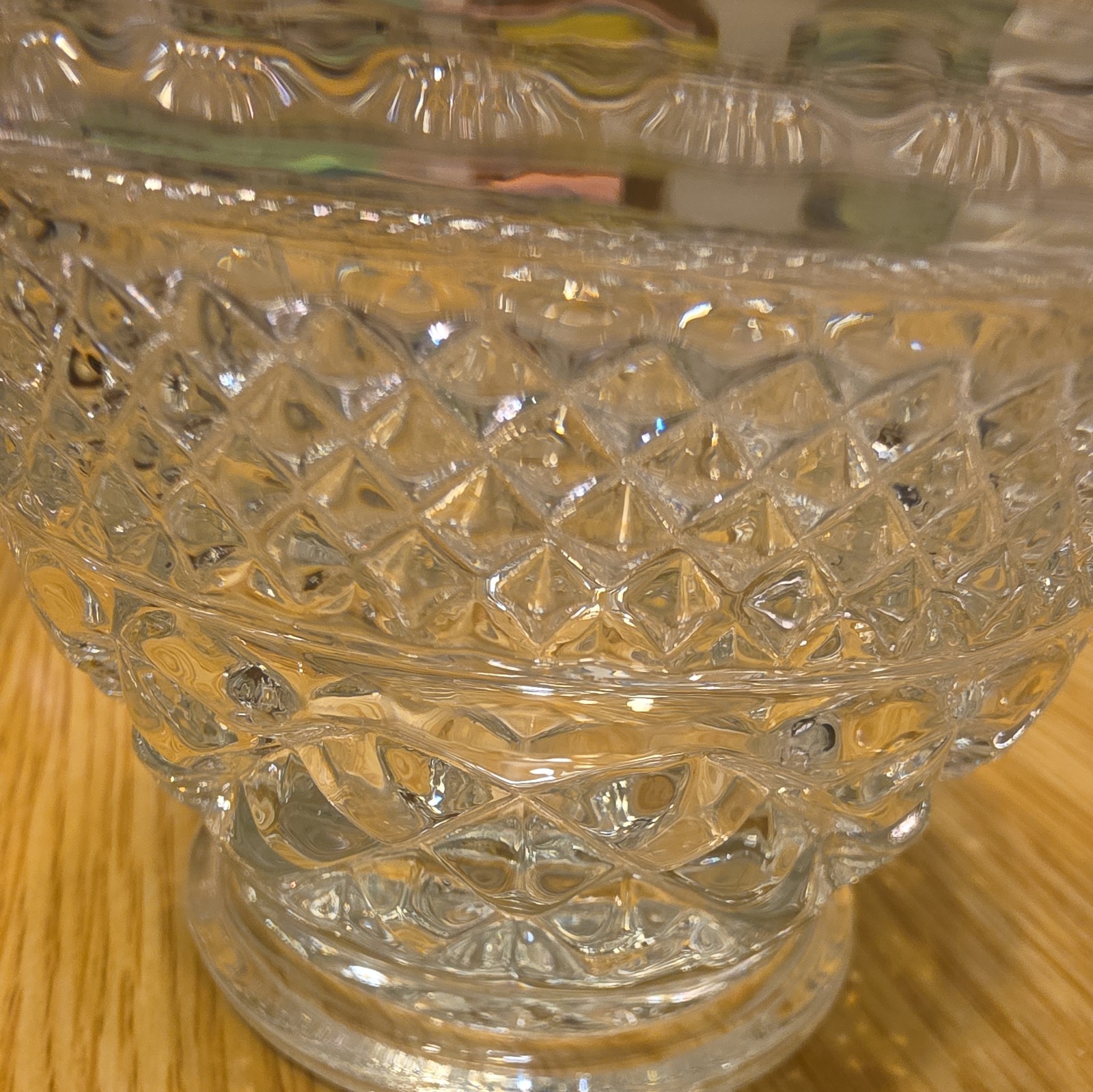 Anchor Hocking Wexford Clear Glass Sugar Bowl with Lid Vintage Diamond Pattern