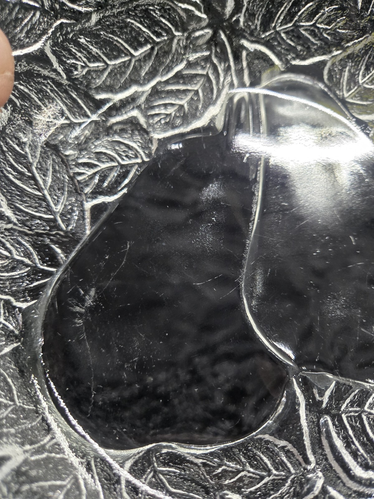 Vintage Glass Embossed Pears and Leaves Pattern Fruit Bowl