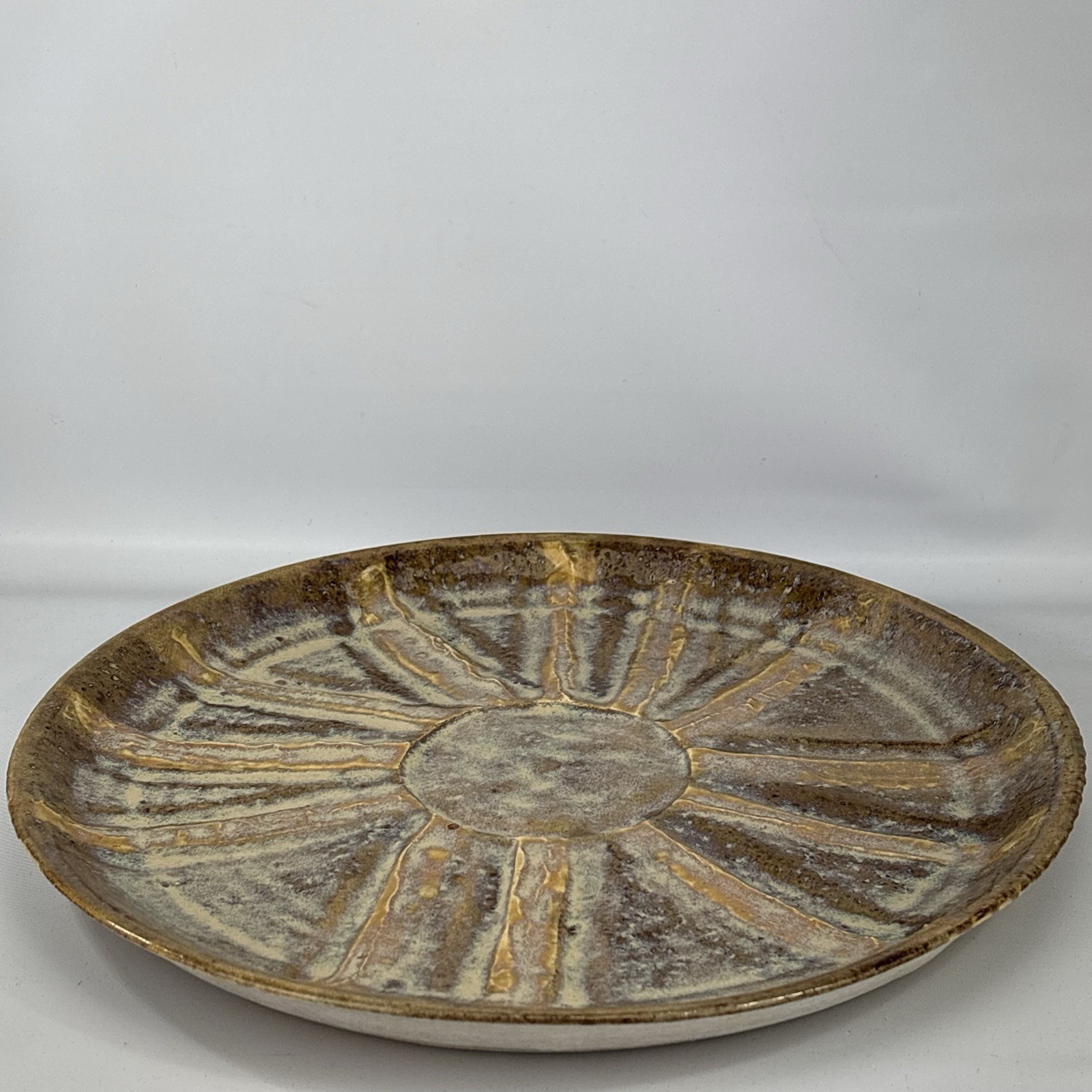 NICE 1988 Louisiana Studio Art Pottery 11” Handcrafted Sunburst Serving Platter