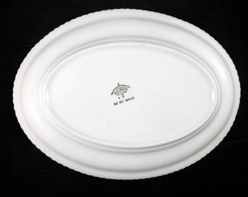 Harker Godey Prints Pair of 11 3/4 Inch Platters Gadroon Shape