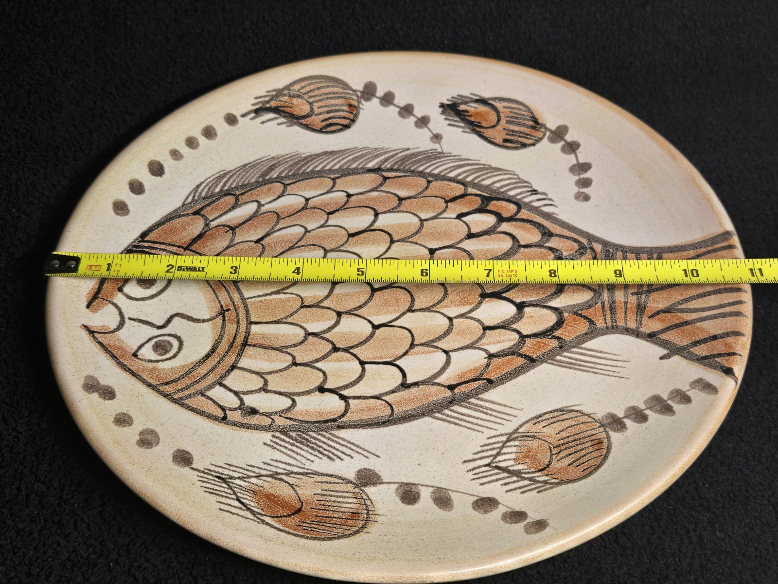 Vintage TENH Greek Pottery Fish Wall Plates Set of 3 Hand Painted 11″