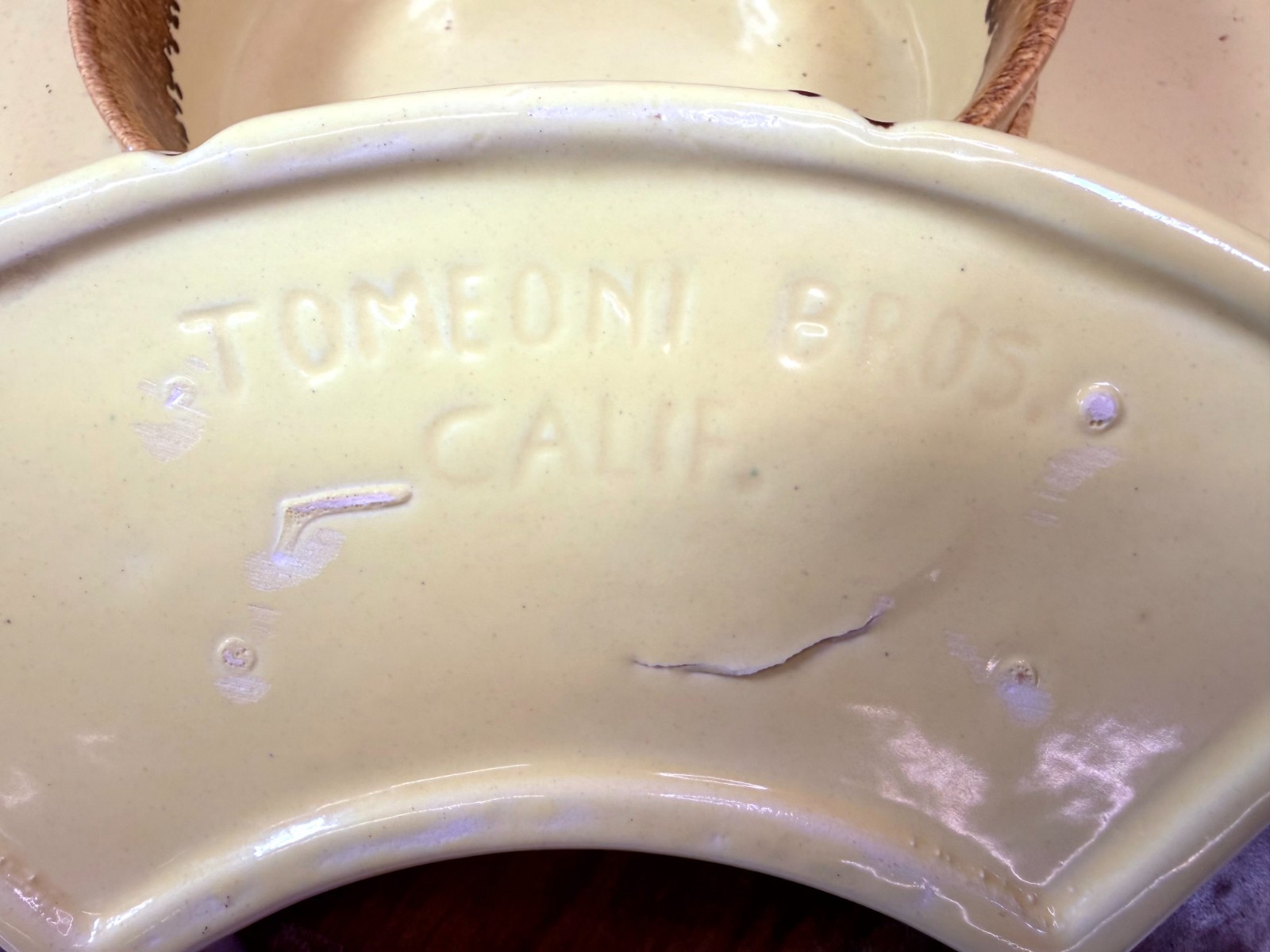 Ugly Vintage 1960’s Tomeoni Bros California 6 Piece Lazy Susan Ceramic Pottery