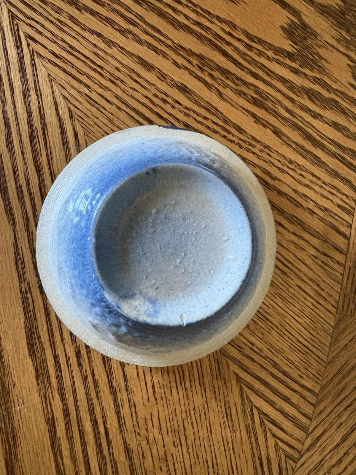 Blue Salt Glazed Stoneware 5 1/4” Mixing Bowl Wedding Ring Pattern