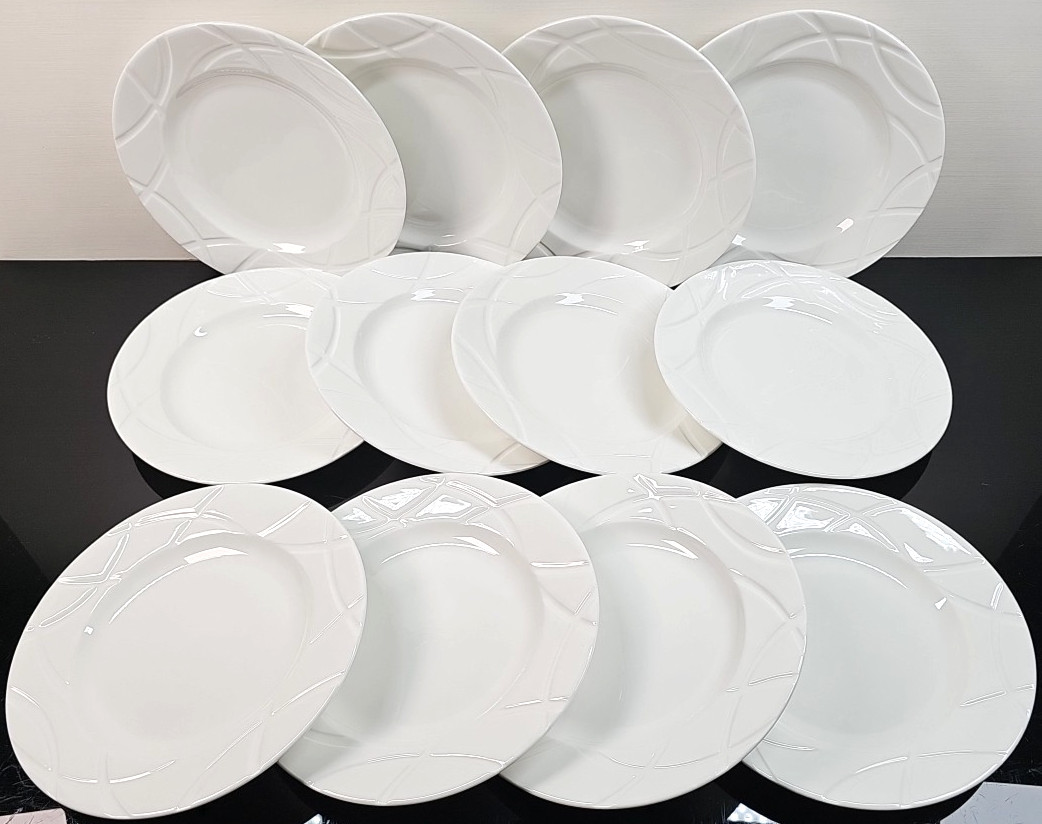 12 Lenox Vibe Salad Plate Set White Swirled Elegant Accent Table Dining Dish Lot