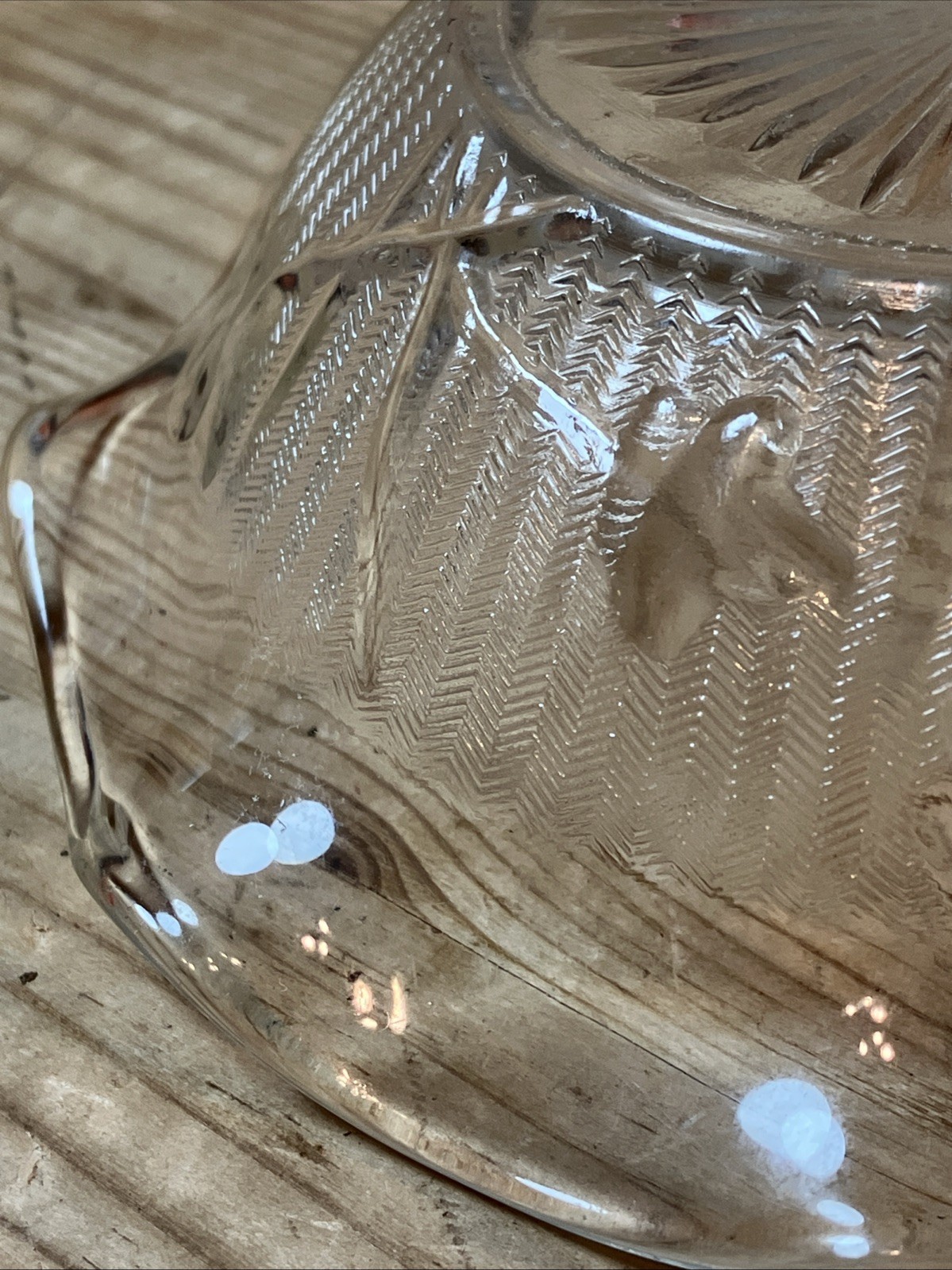 Vintage Jeannette Glass Iris and Herringbone Clear Glass Bowl 5 in Ruffled Edge