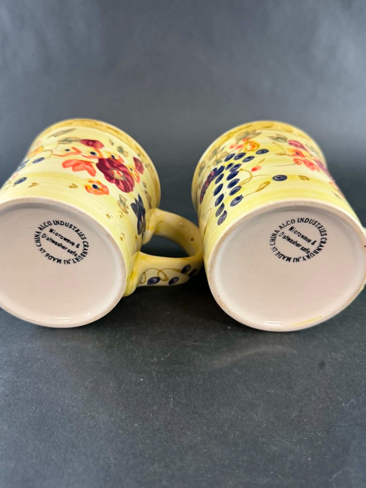 Vintage Alco Industries Cranberry Pattern Coffee Mugs-Rare Find