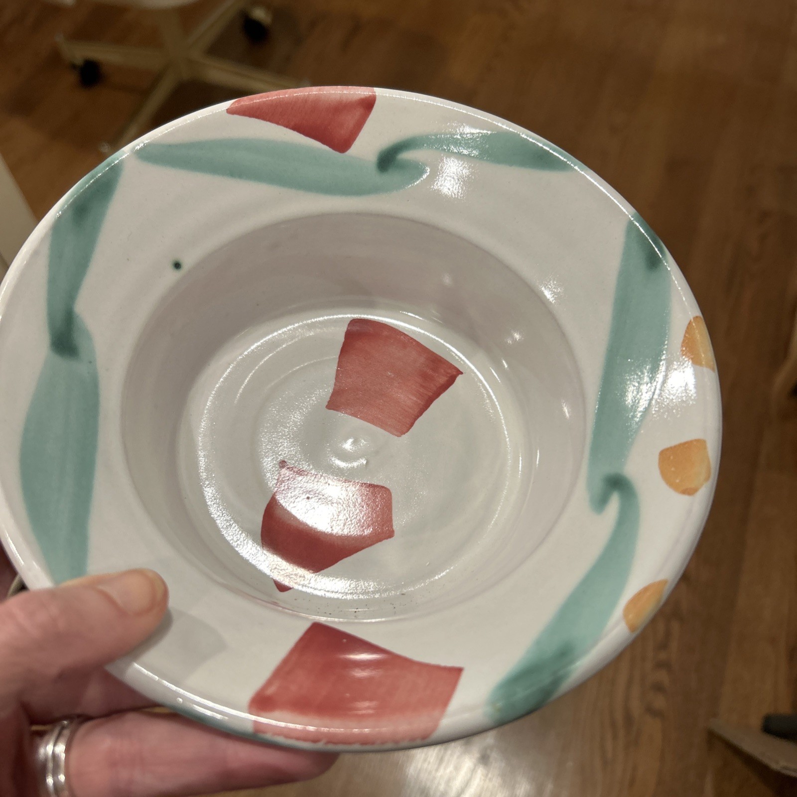 North Carolina Stanley Mace Andersen Pottery 7-1/4″ Flared Soup Bowl, Signed #2