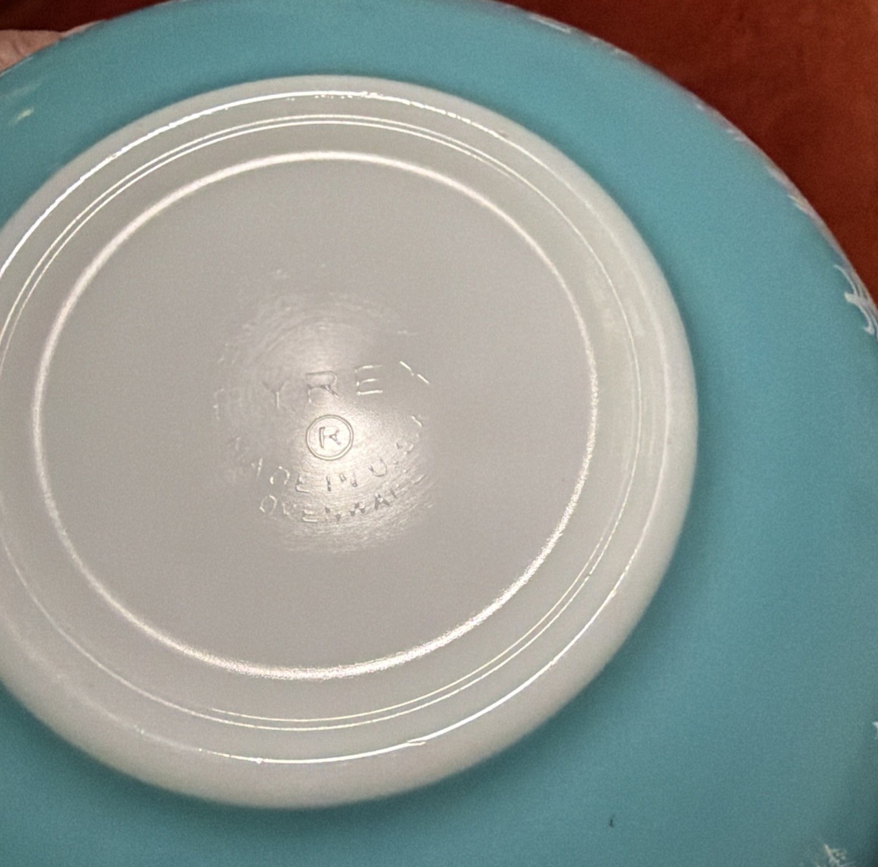 VTG PYREX Bowl, Amish Butterprint #444, 4 Qt Cinderella, Turqu Blue, Mint Cond.