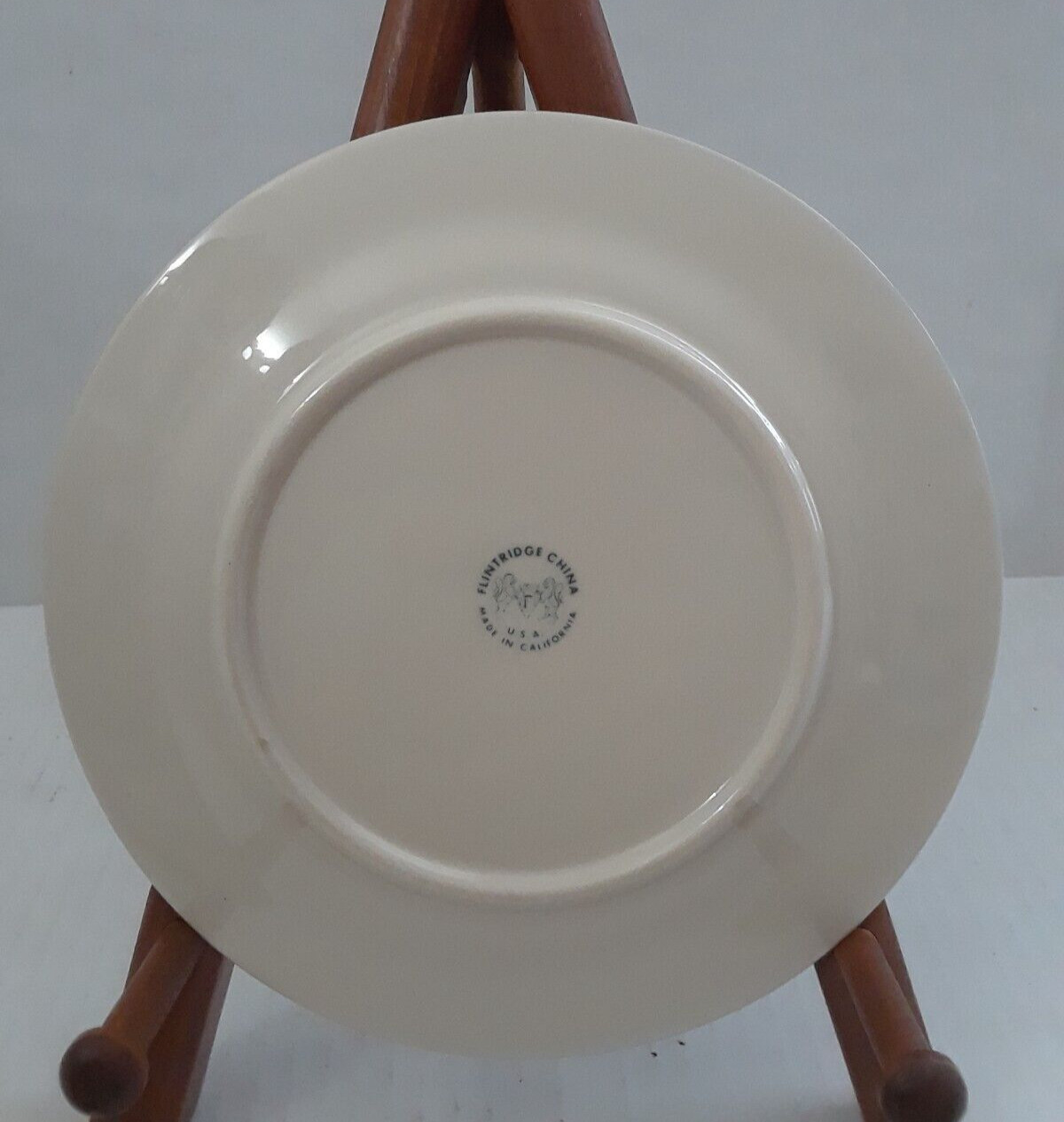 Flintridge China 6.25 in Bread Plate Floral with Green Back Stamp Silver Rim