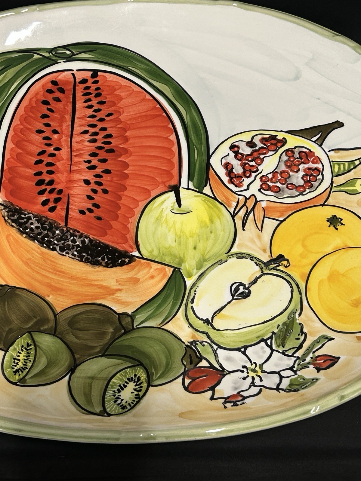 Vintage CWC Jumbo Italian Ceramic Platter Mixed Fruit Tray 26”