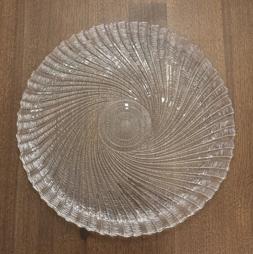 Vintage Arcoroc SEABREEZE Swirl Glass Platter Serving Tray 13″