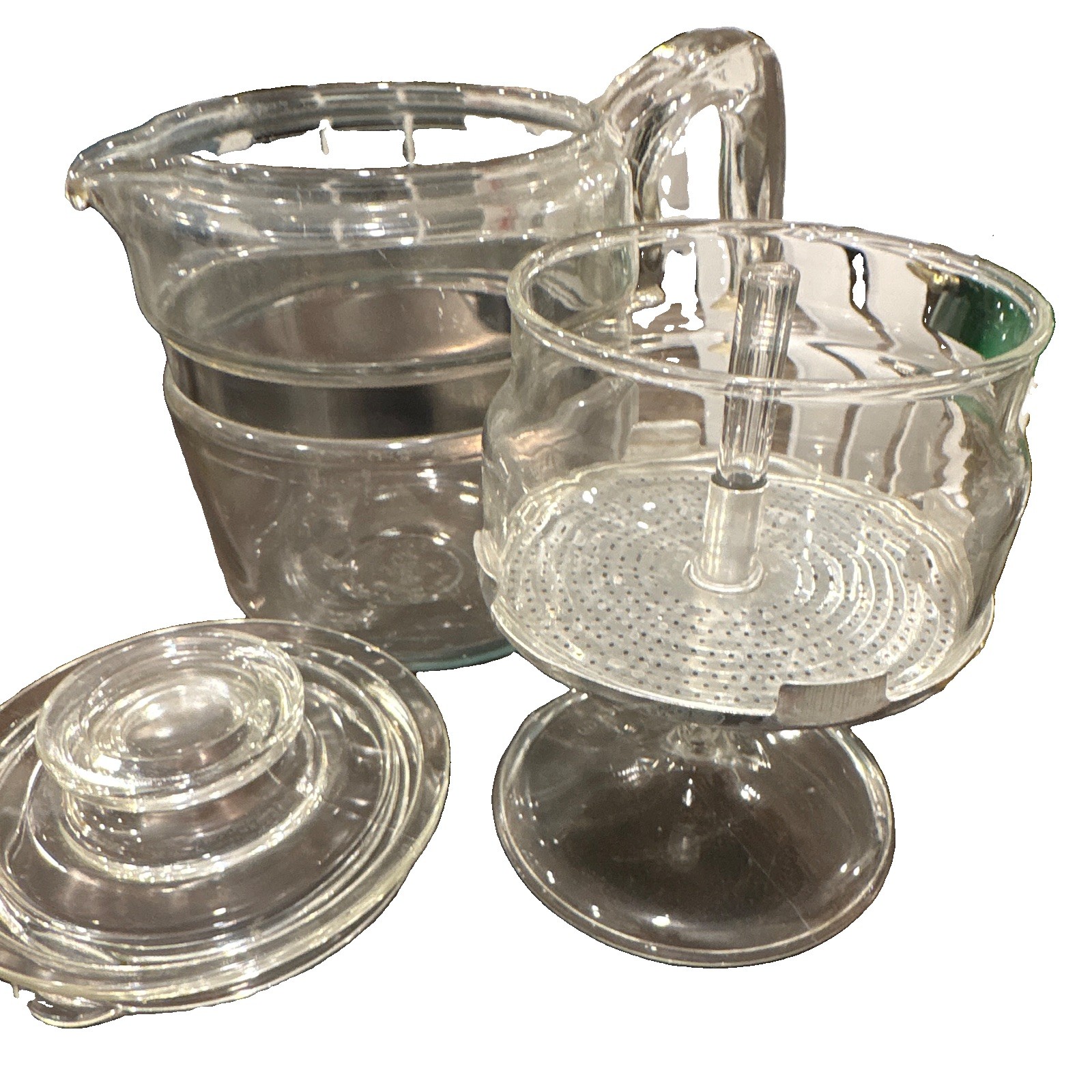 PYREX 7756 6-Cup Clear Glass Tea Pot w/ Stainless Band Lid & Infuser, 3pc
