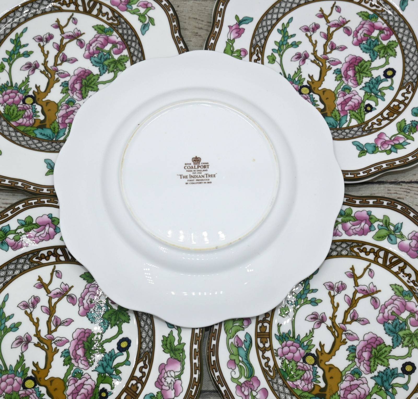 Set of 5 Vintage Coalport The Indian Tree Salad Plates 7.75″ England