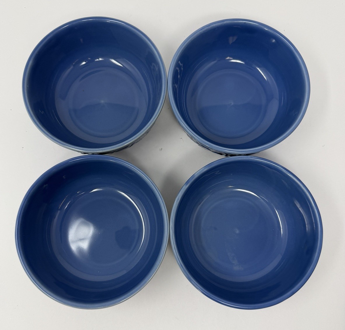 4 Bordallo Pinheiro Portugal Blue Papillon Butterflies Wheat Soup Cereal Bowls