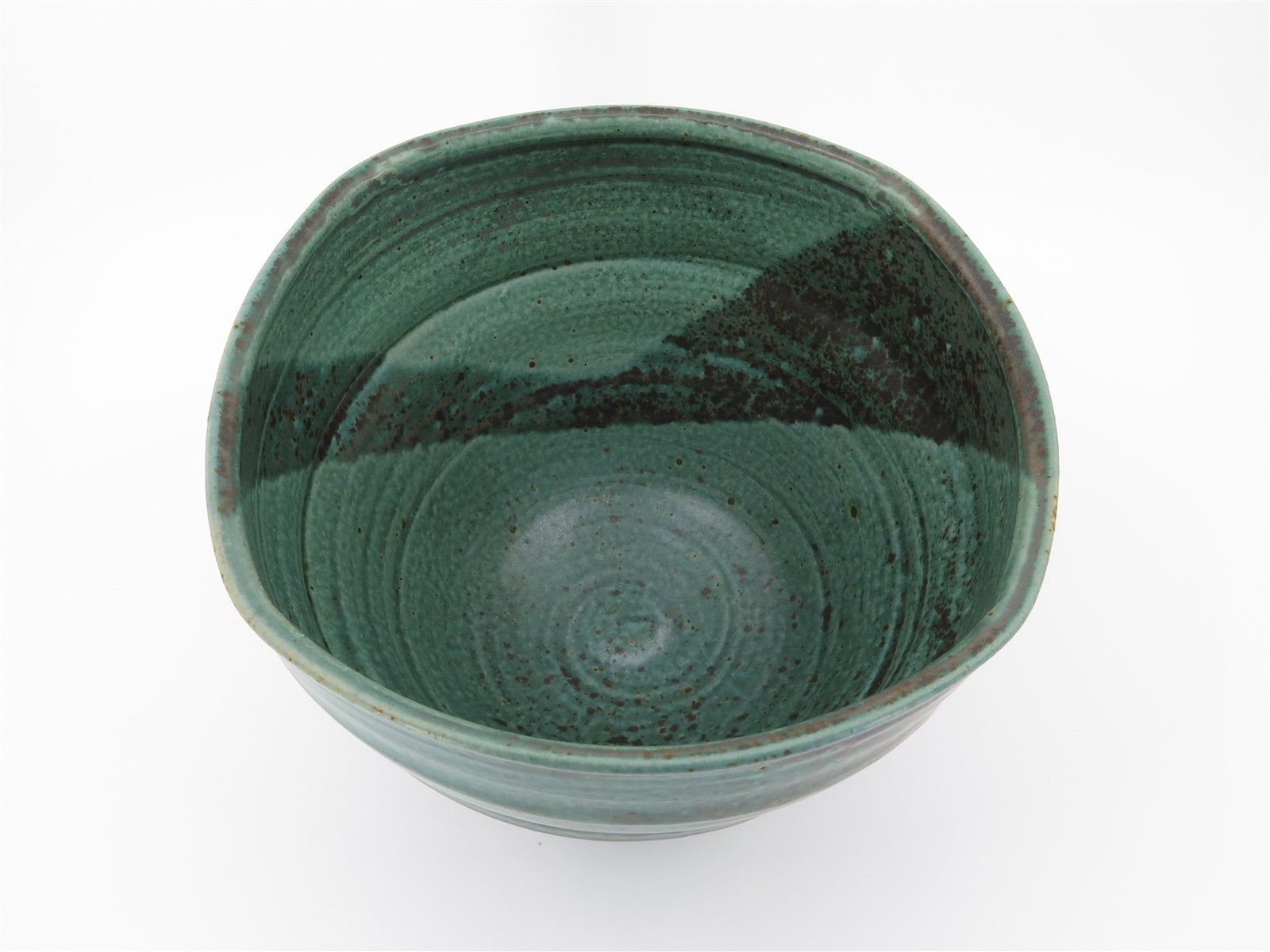 Superb Modernist Studio Pottery Ceramic Bowl Glazed & Signed 5.5″ x 7.75″ Diam