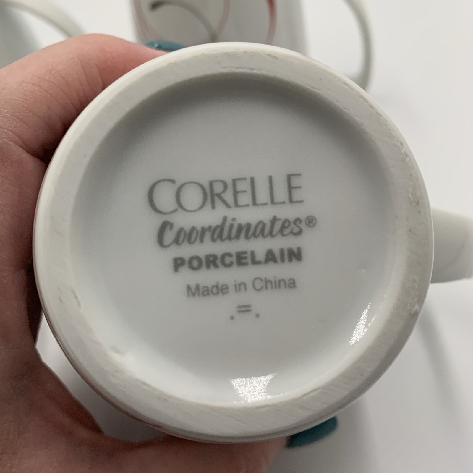 Corelle Coordinates Splendor Blk/Red/Gray Swirl Set of 4 Mugs Porcelain 12 oz