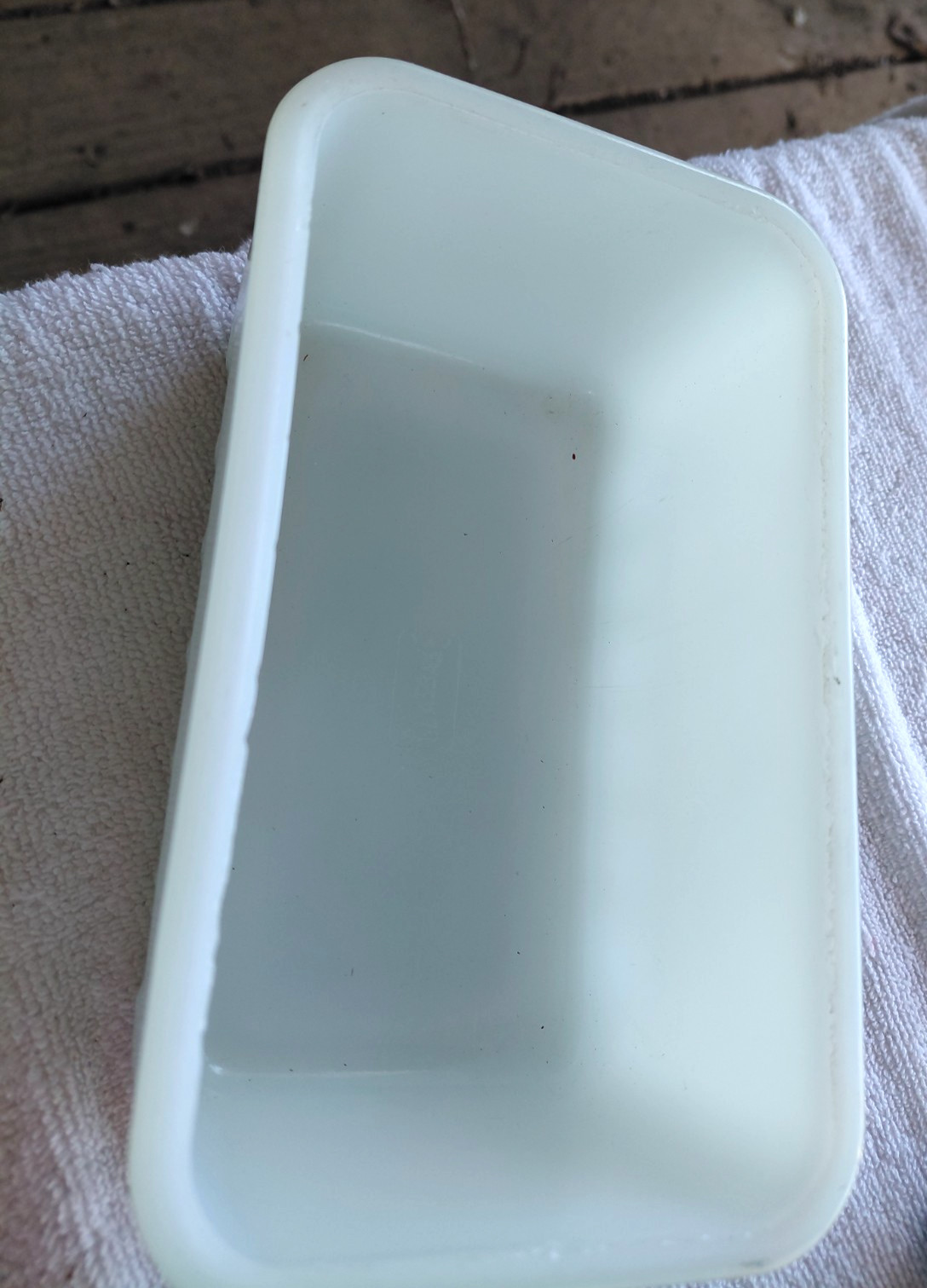 vintage turquoise glasbake refrigerator dish 6”