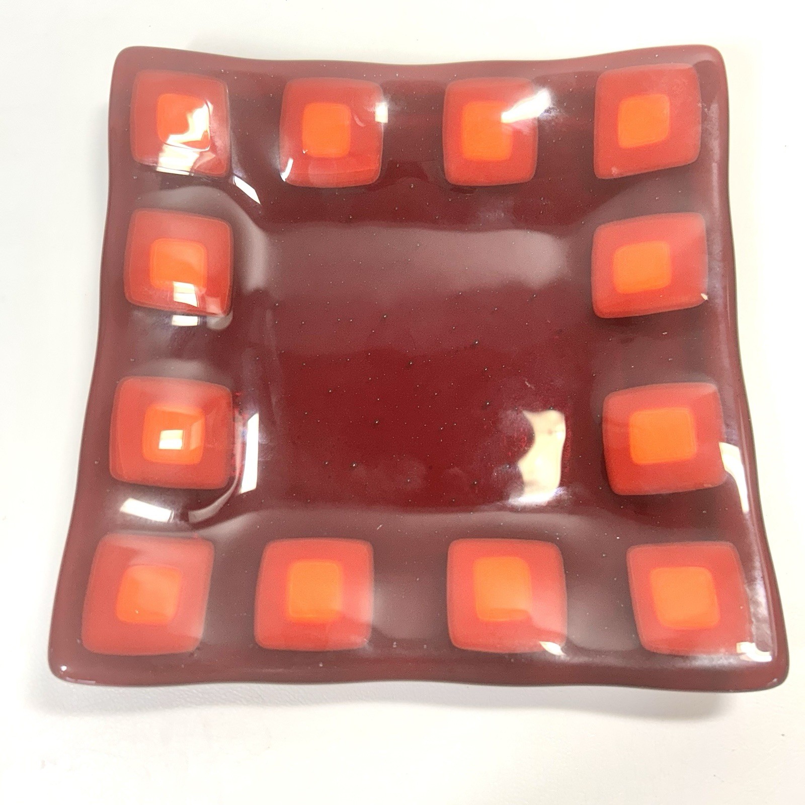 Higgins Style Fused Art Glass Plate Signed by MO Artisan Contemporary Art MINT