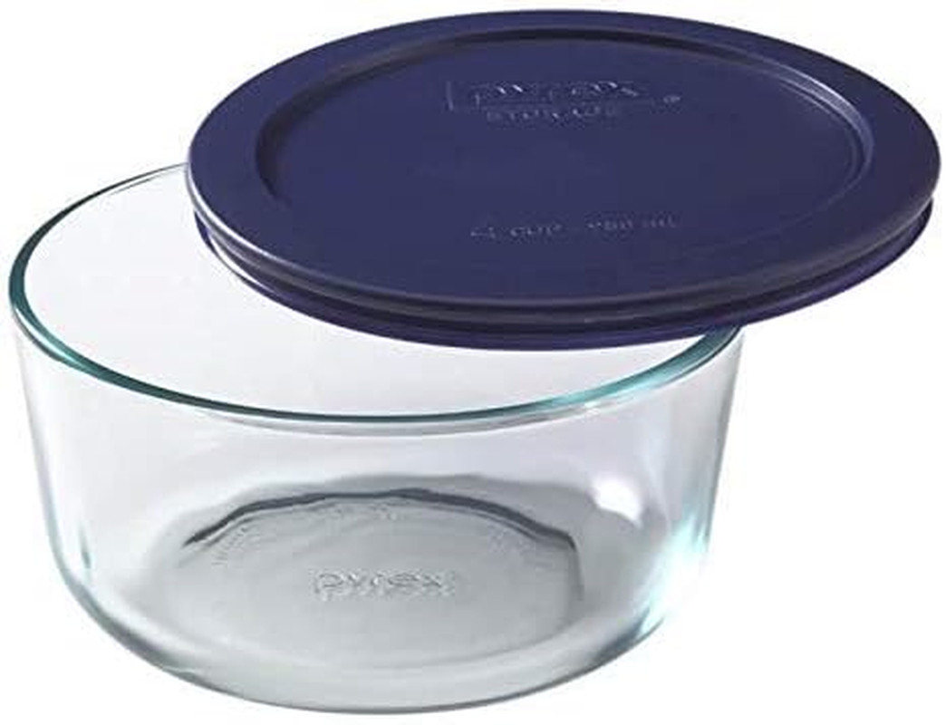 7200 2-Cup Glass Bowl & 7200-PC Dark Blue Lid (6-Pack) – Made in USA