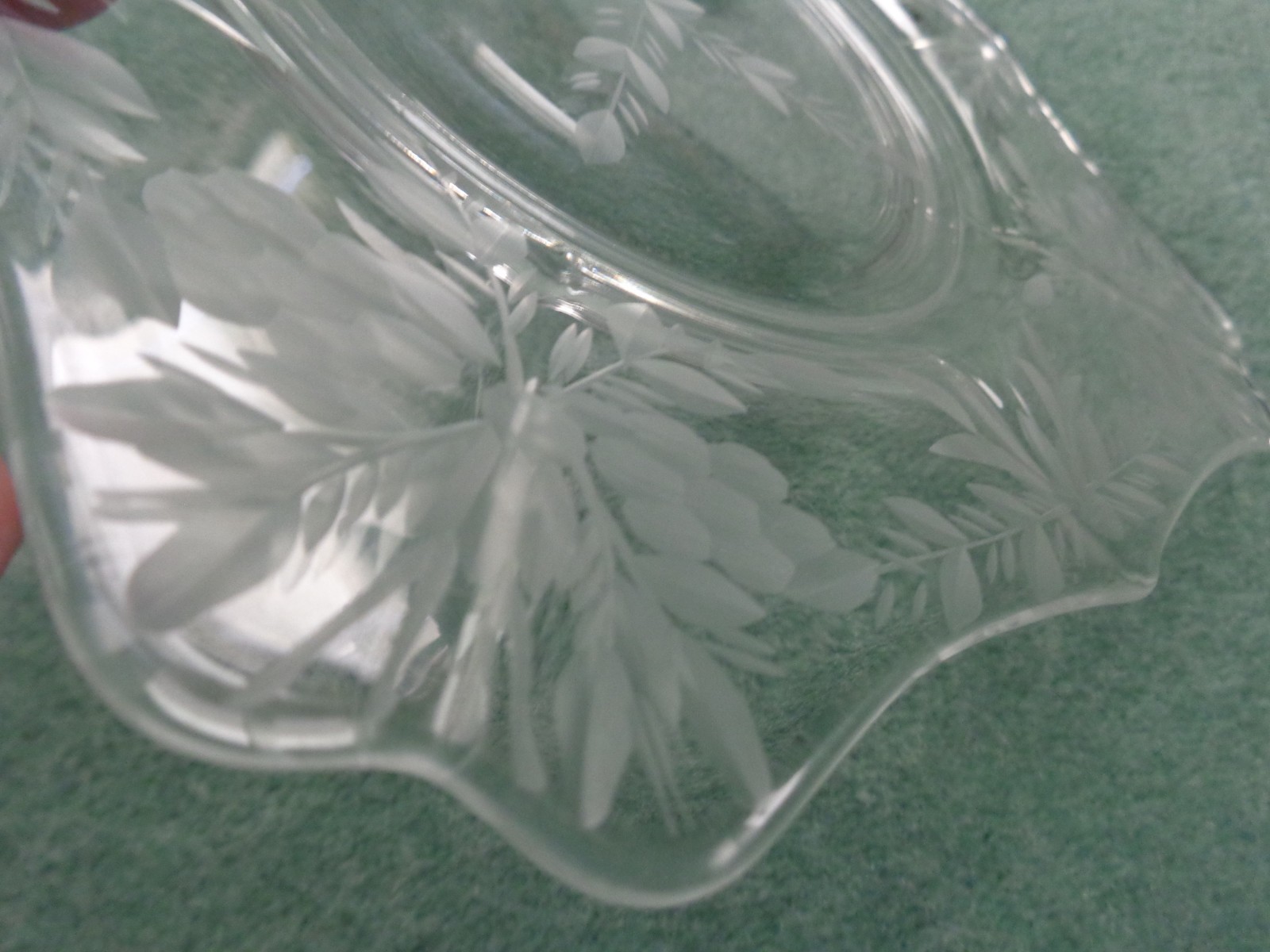 6 VINTAGE FOSTORIA ETCHED CRYSTAL SALAD/LUNCHEON PLATES