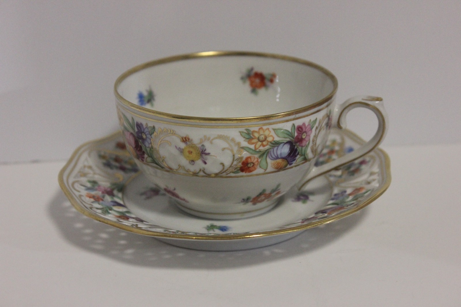 Schumann Bavaria Dresden Empress Chateau Flat Teacup & Saucer Set, 12 Sets Avail