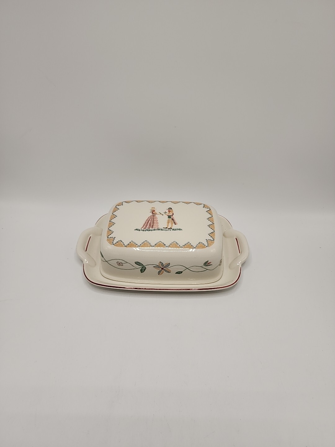 Villeroy & Boch “American Sampler” 8 3/4 Inch Covered Butter Dish-Mint Condition