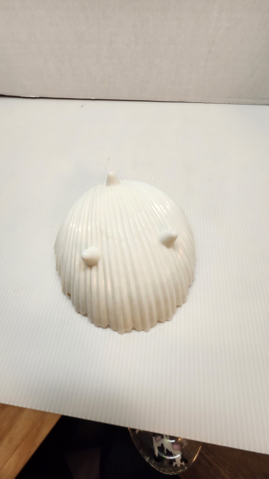 Milk Glass Vintage Shell Dish Footed Hand Painted Roses Bow Floral