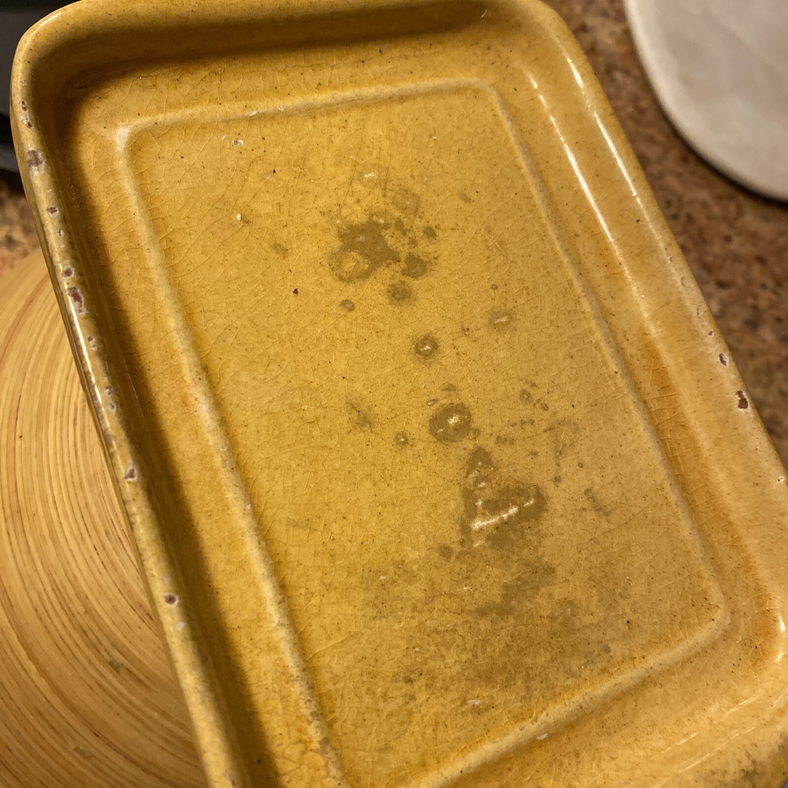 Pound BUTTER or CHEESE Heavy Red Clay Dish WITH LID Berries And Leaves Vintage
