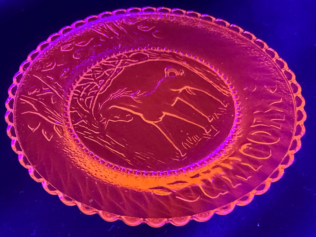 Green Vaseline glass Unicorn plate tea cup horse uranium pony saucer selenium 3″