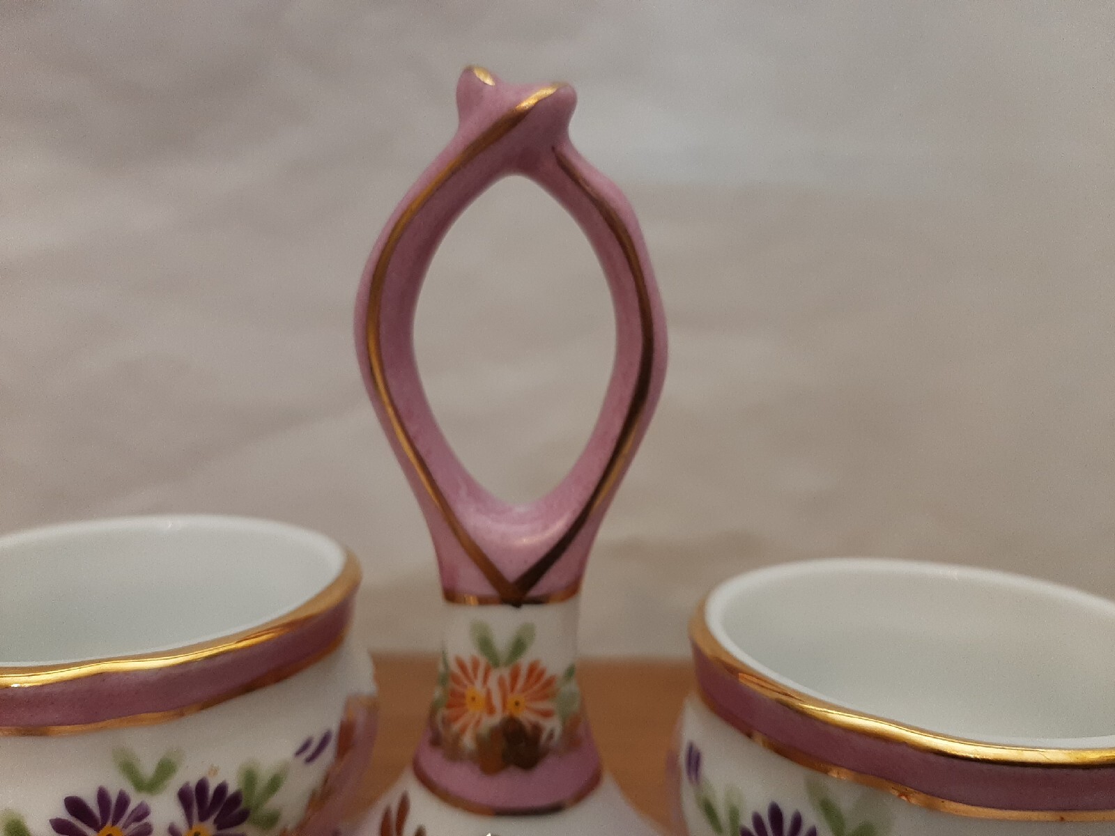 RARE Limoges China Spice Cups Salt Dip Server Vintage Pink