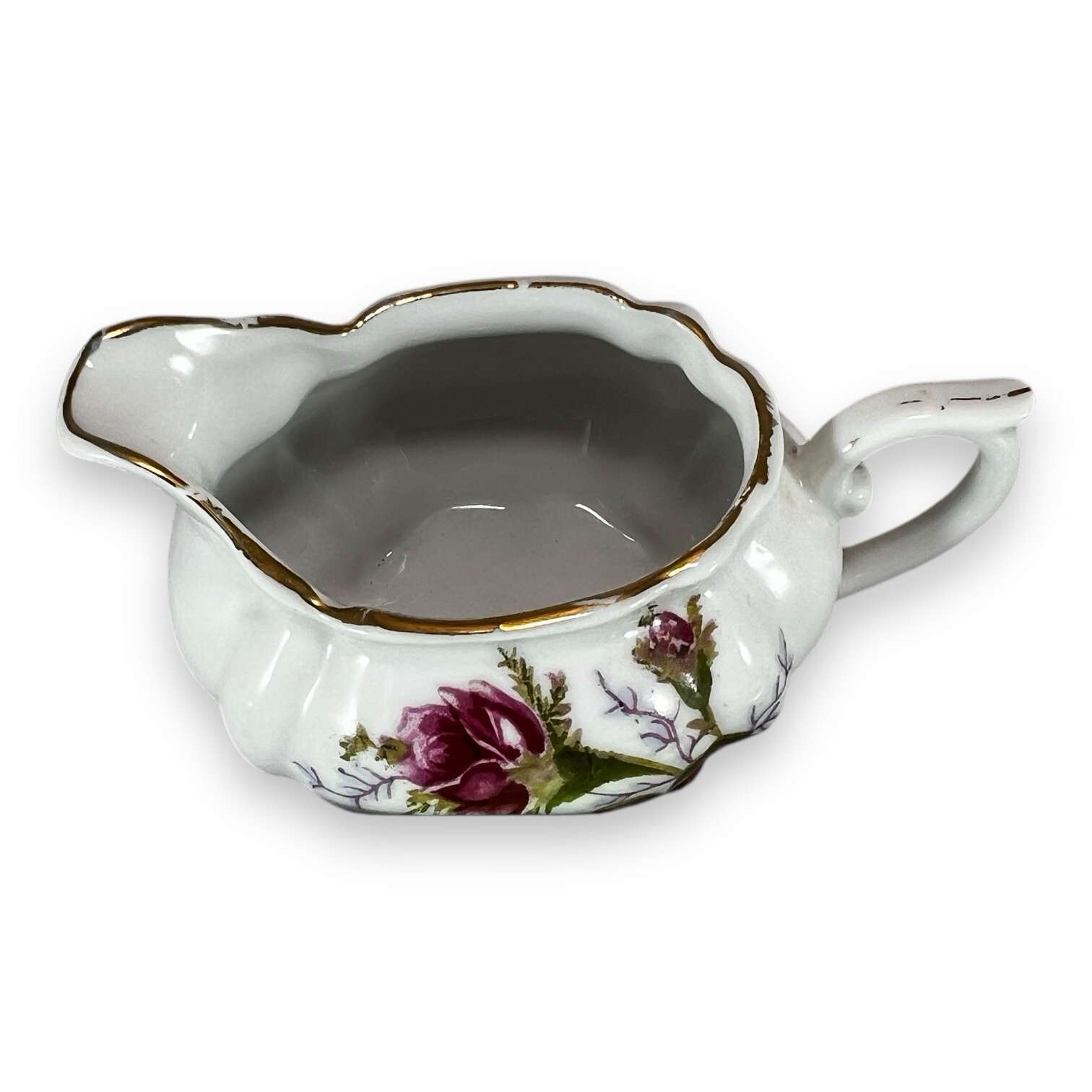 Lipper and Mann Creamer. Pompadout rose pattern oval Shape. Coffee Tea