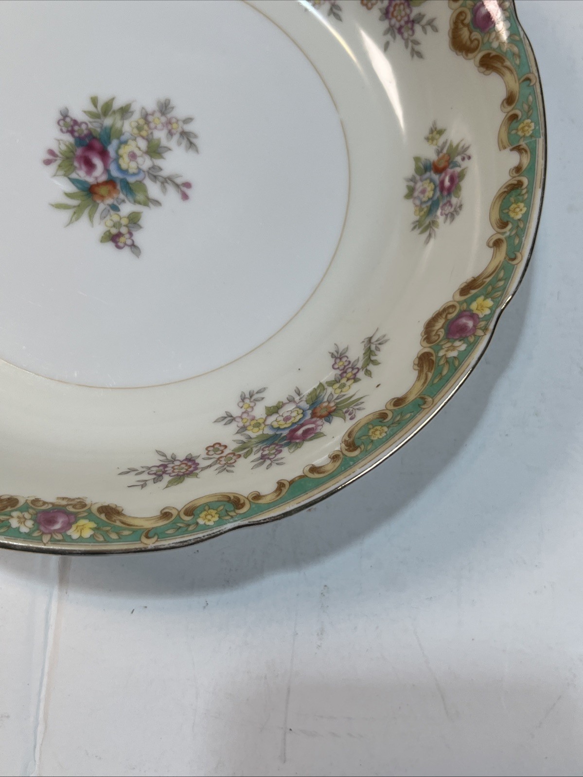 Vintage Rembrandt China Japan 7.25” Salad Bowl Floral Gold Trim Porcelain