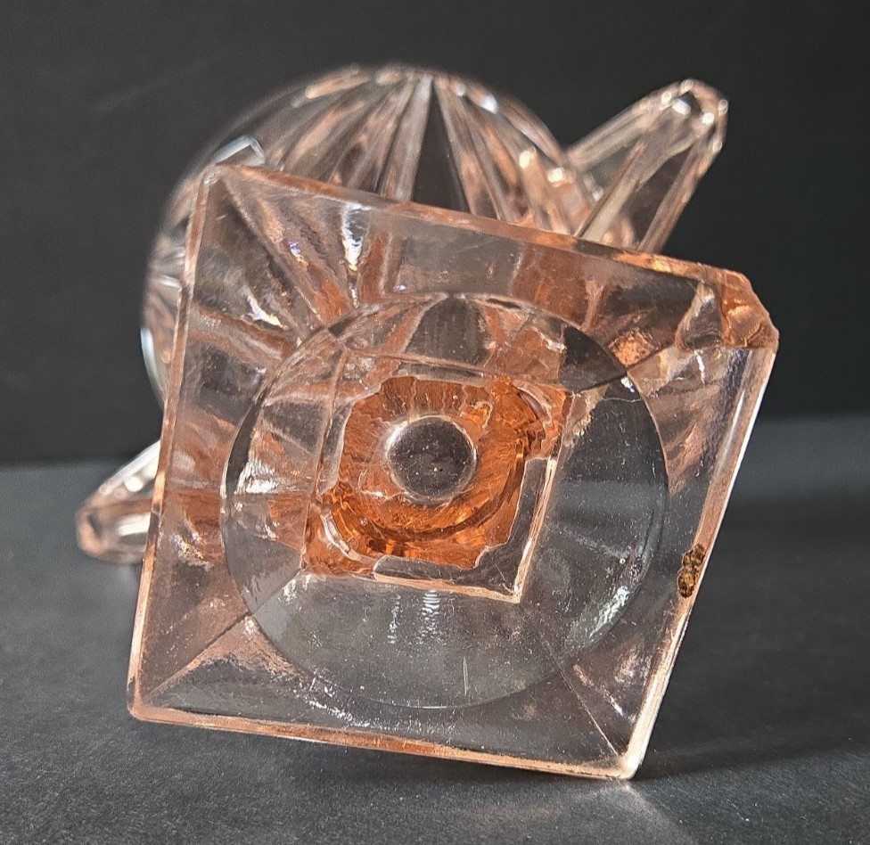 Vtg Indiana Glass Pink Pyramid Creamer and Sugar Bowl Set Art Deco Depression