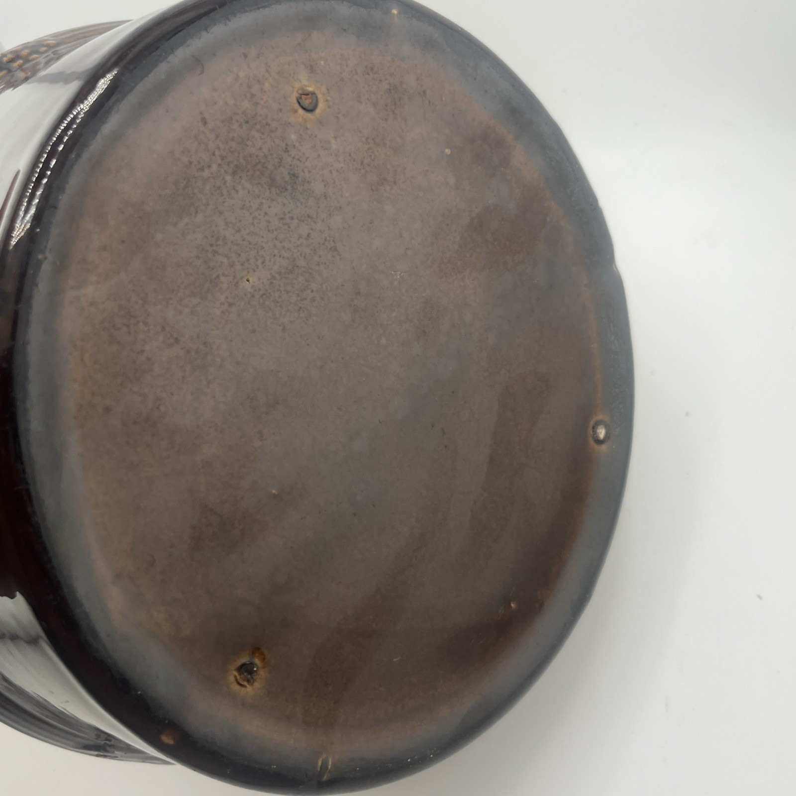 Vintage Brown Stoneware Ceramic Crock Lidded Casserole Dish Unmarked ST