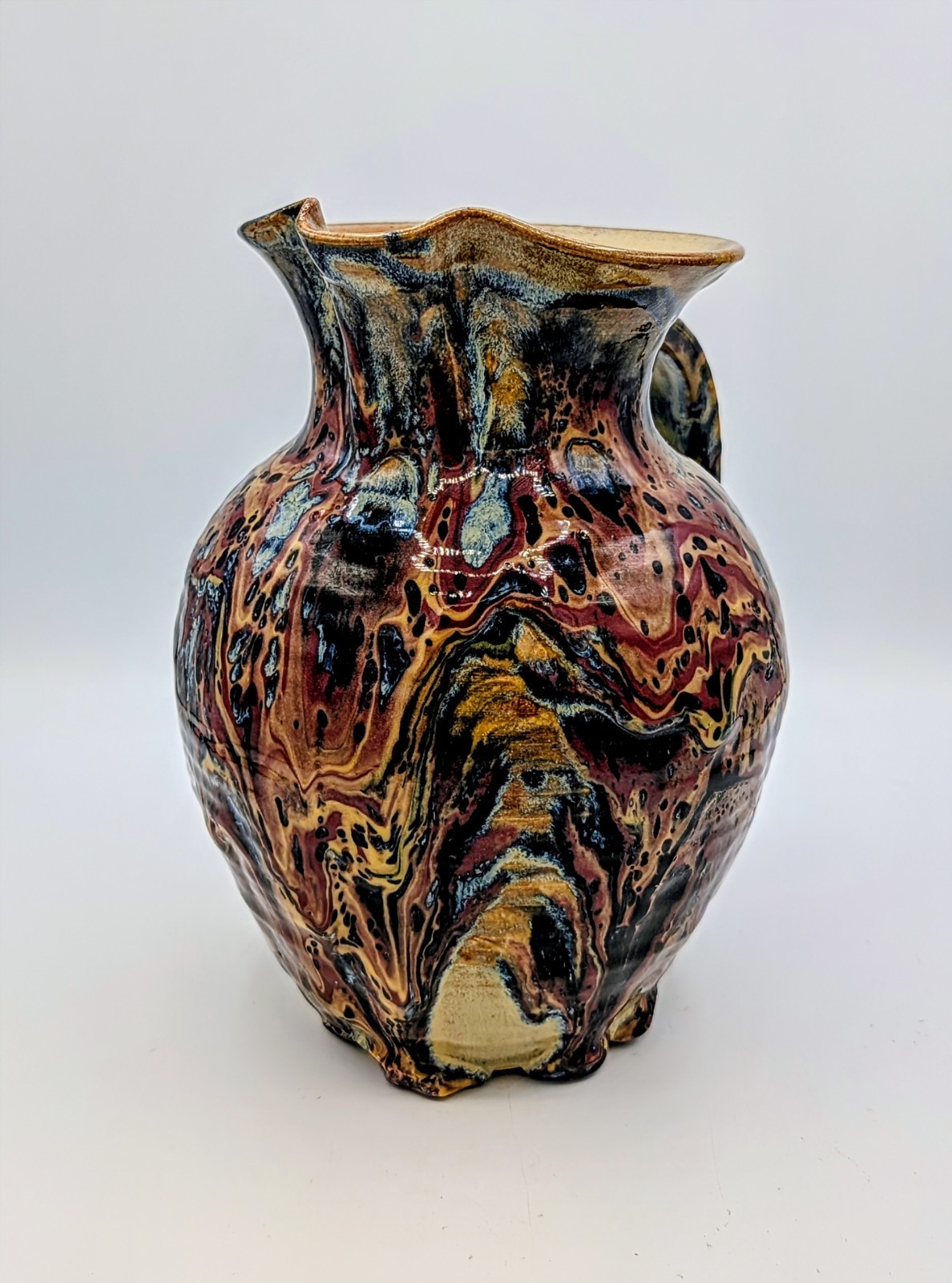 John Coburn JRC ’10 Studio Art Pottery 9″ Pitcher Tennessee Marbled Glaze