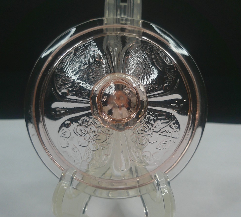 Jeannette Glass Co, Cherry Blossom, Pink, Sugar Cover, USA, c 1930s, ExCd