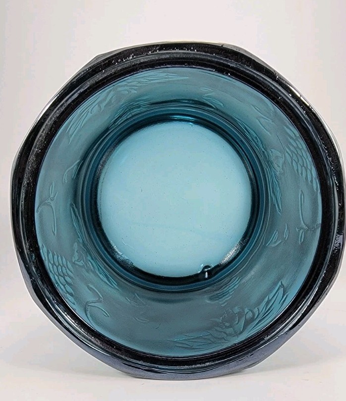Vintage Indiana Blue Grape Harvest Carnival Glass Candy Canister Lid Chipped
