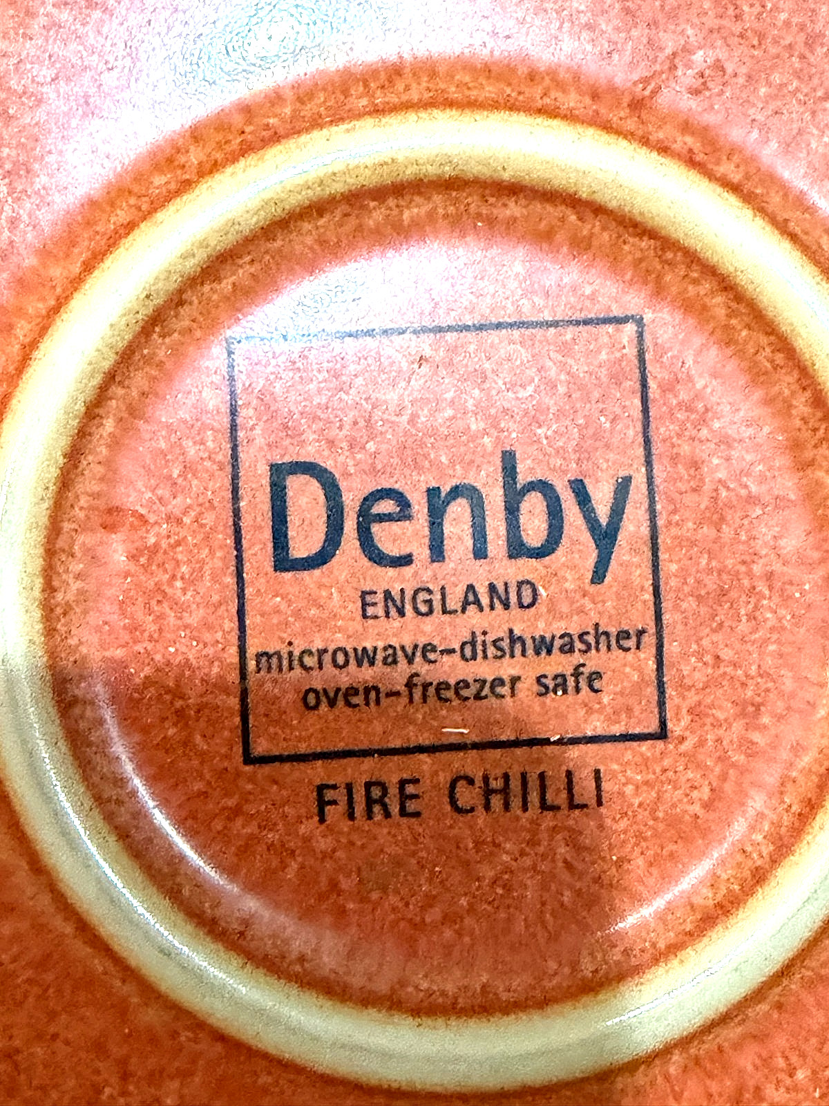 Denby Fire Chili Pattern Swirls Contemporary 8 Salad/Dessert Plates England EUC!