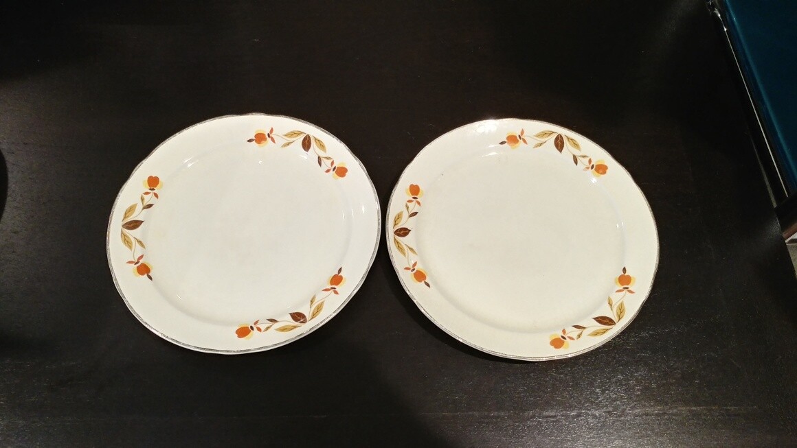 2 Hall’s Superior Quality Dinnerware M-9 Autumn Leaves 6 1/8 in dia Bread/Butter