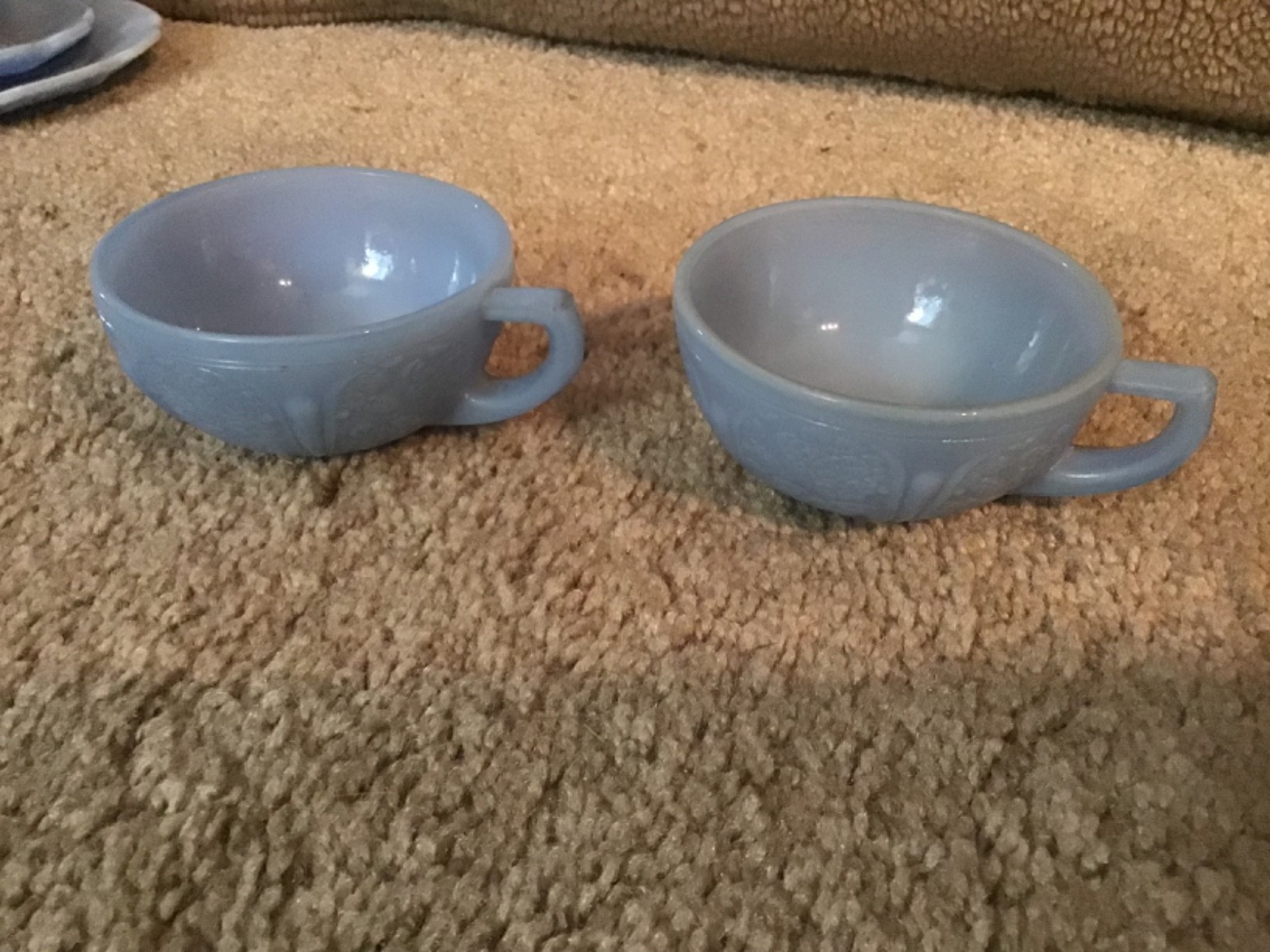 Vintage Jeannette Glass CHERRY BLOSSOM DELPHITE BLUE 14 PC CHILD’S DINNER SET
