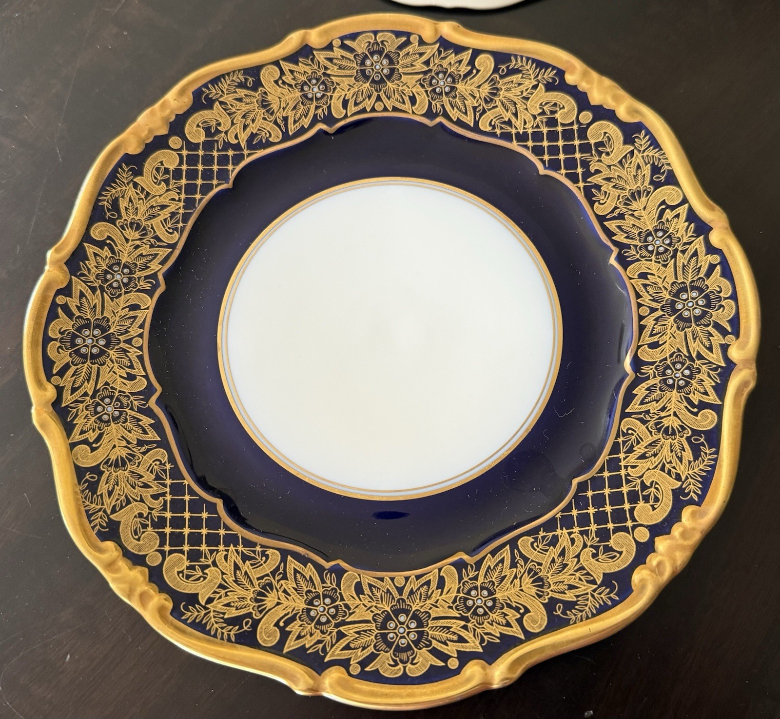 Echt Weimar Kobalt 2-Piece set Saucer Dessert Plate Dora pattern 68051 Blue Gold