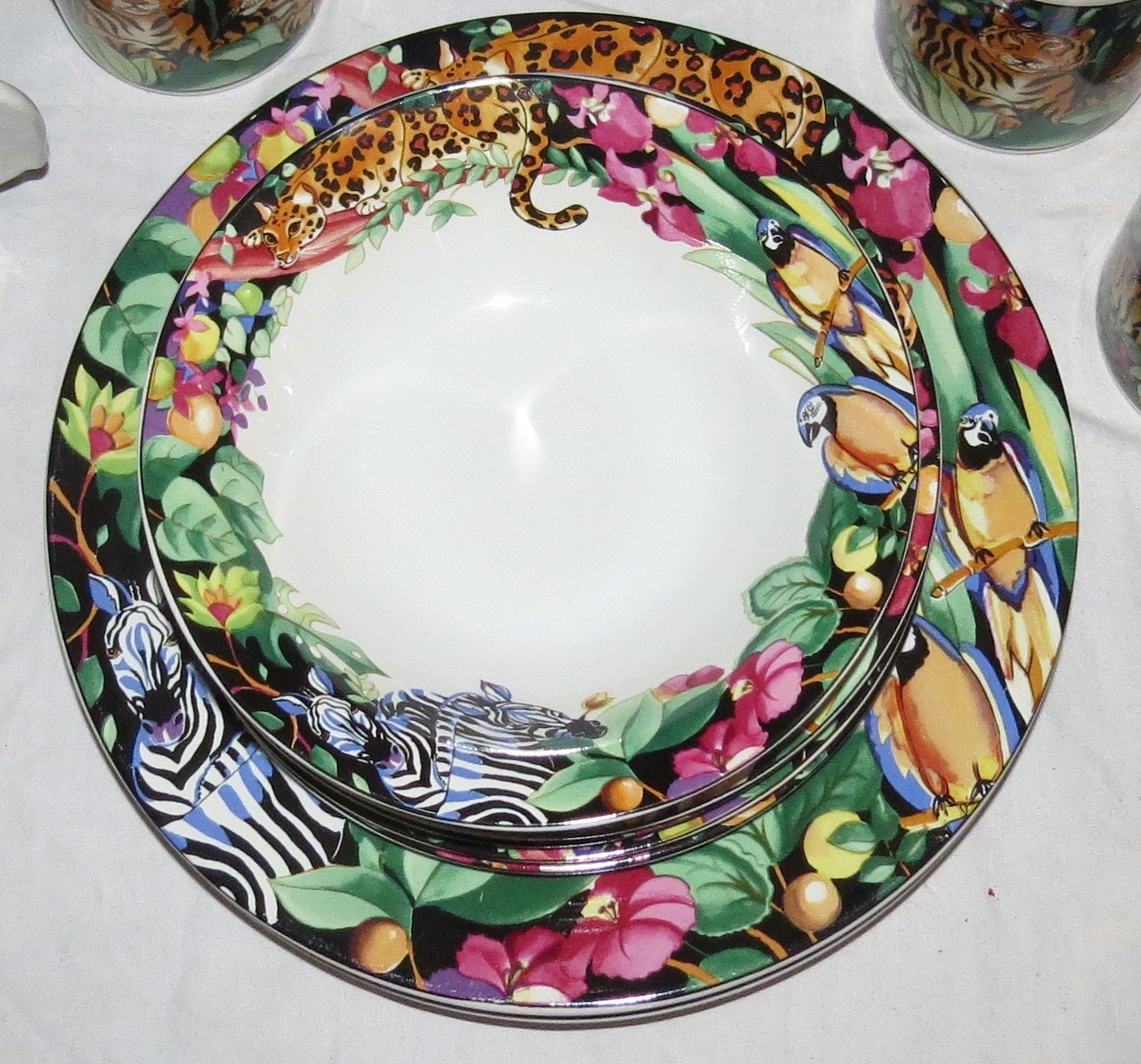 Vitromaster Rain Forest pattern by Sue Zipkin FIFTEEN pieces Plates, Bowl, Mugs