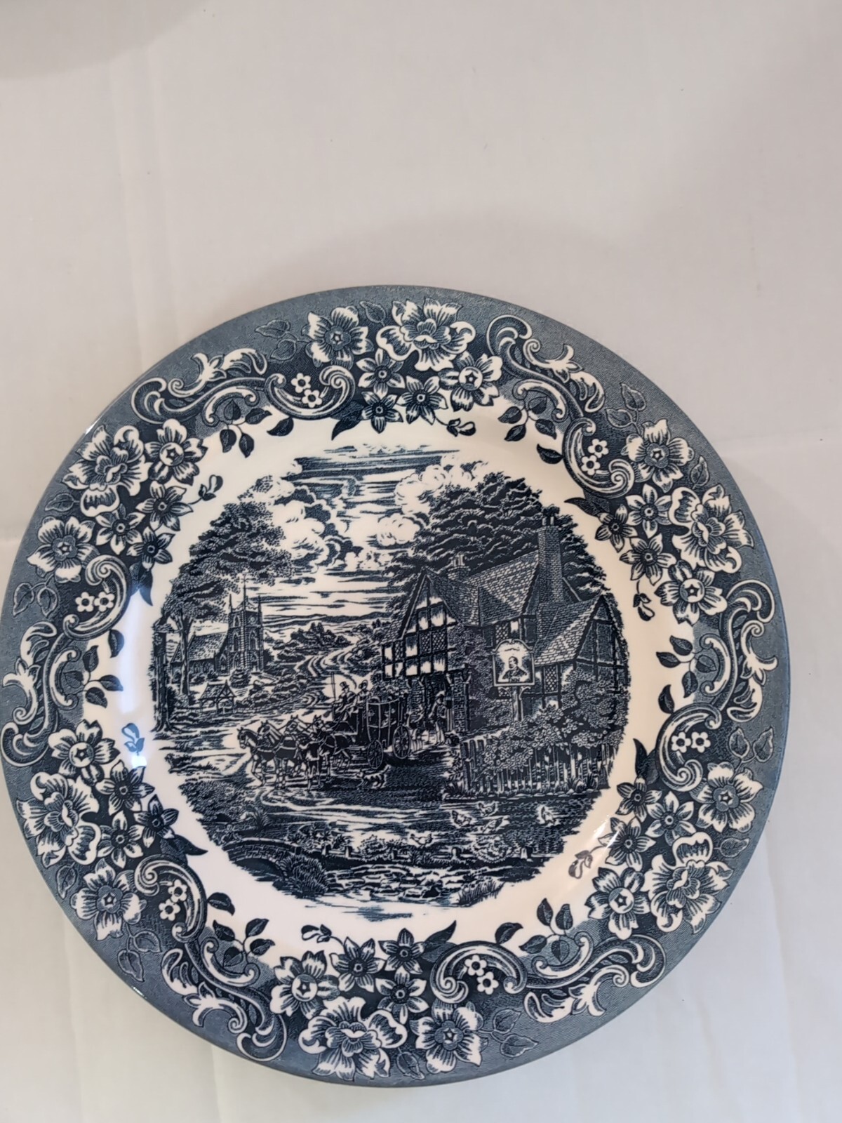 Staffordshire Engravings Blue 17th Century 10.5″ Dinner Plate