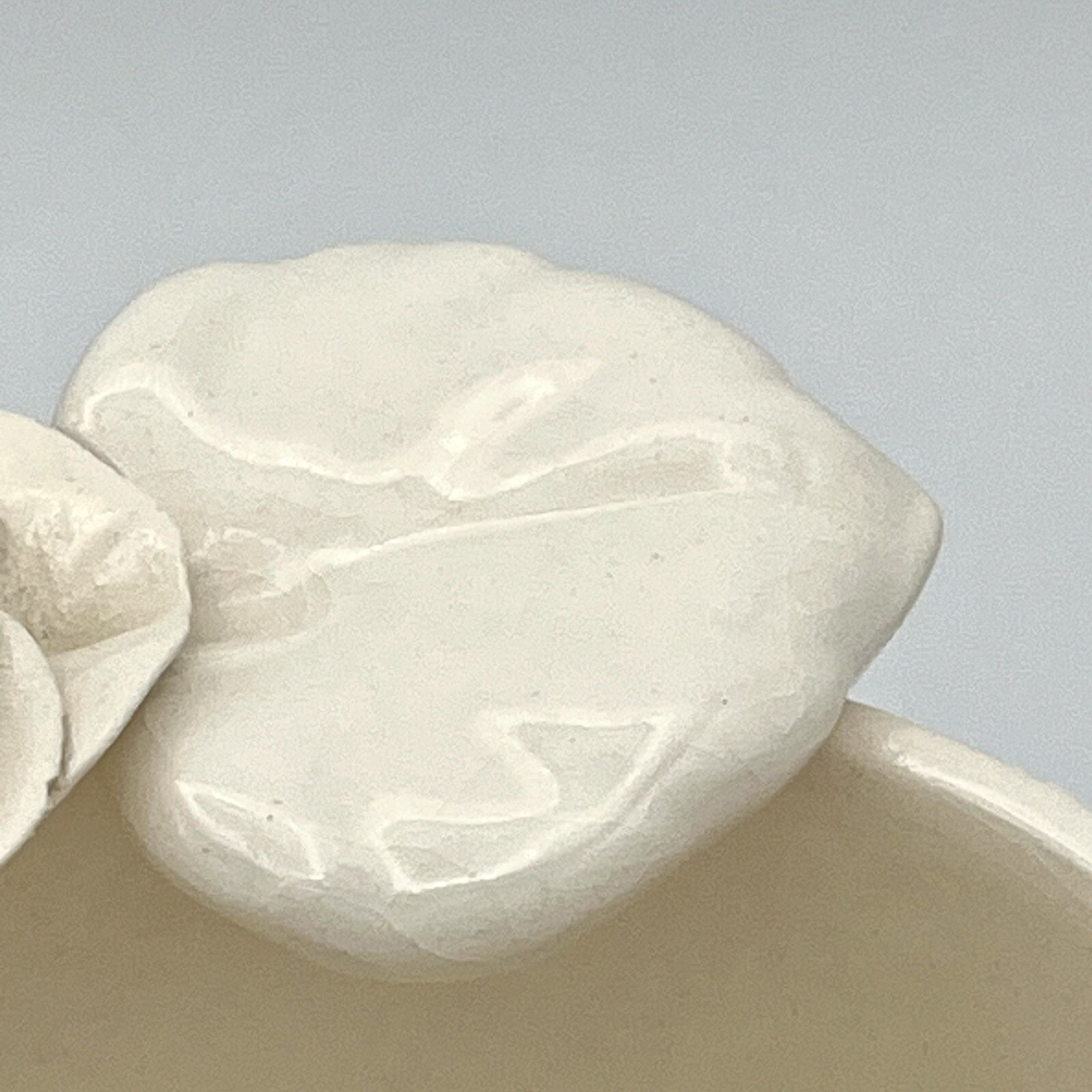 Vntg Paper Windows Rose Heart Bowl Candy/Trinket Dish Signed Ivory Ceramic 6.25”