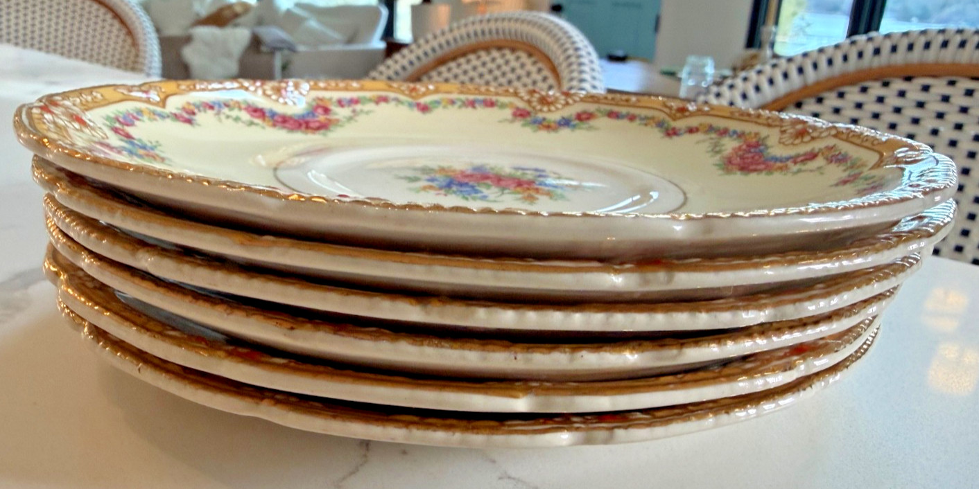 John Maddock & Sons-Royal Ivory- “Henley” Set of 2 Bread Plates Floral Antique